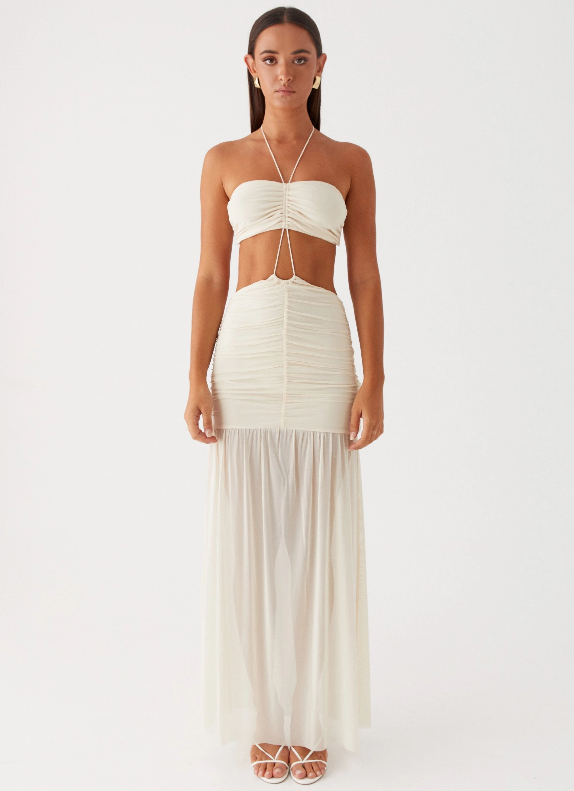 Clover Cut Out Maxi Dress - Lemon Trend Appeal Layering-Piece