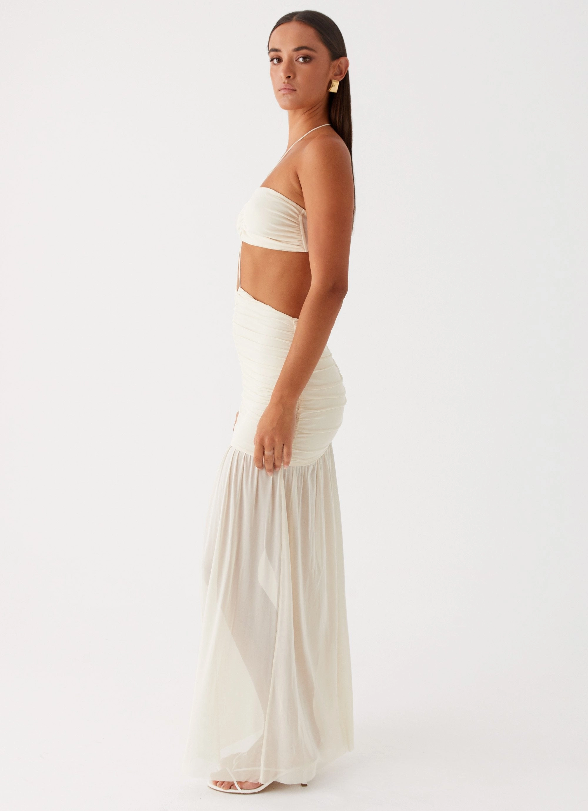 Comfortable Waist Clover Cut Out Maxi Dress - Lemon