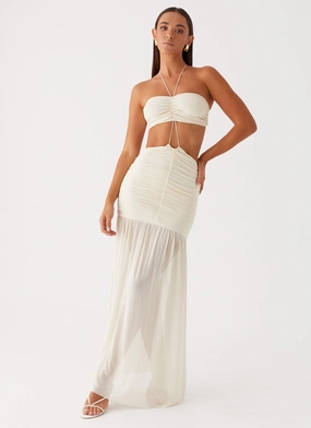 Lightweight Layer Soft Glide Clover Cut Out Maxi Dress - Lemon