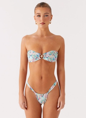 QuickDry Fabric MultiDirectionalMobility Airlie Scrunch Bikini Bottoms - Santorini Floral