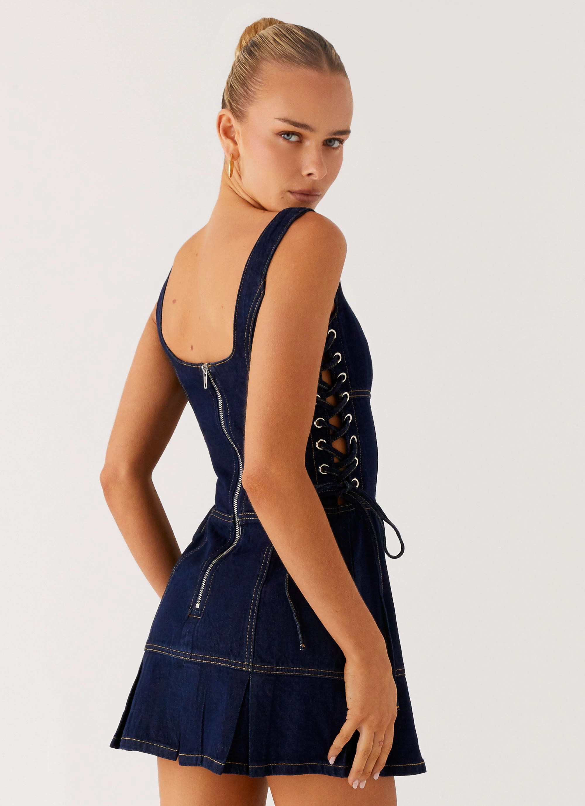 Preston Mini Dress - Indigo Office Mood Chic Energy