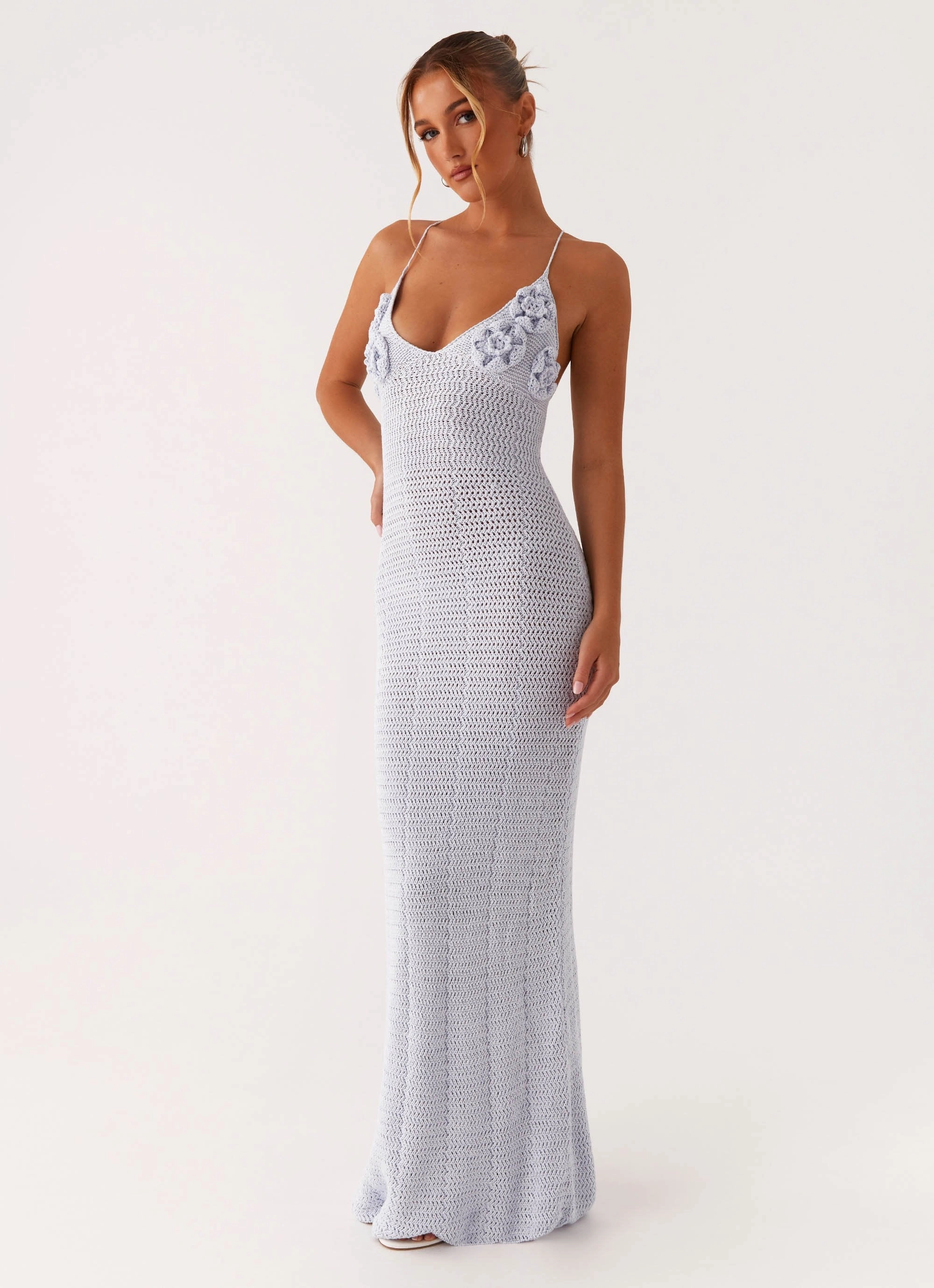 Zara Rose Crochet Maxi Dress - Blue Timeless Fit Bless Touch