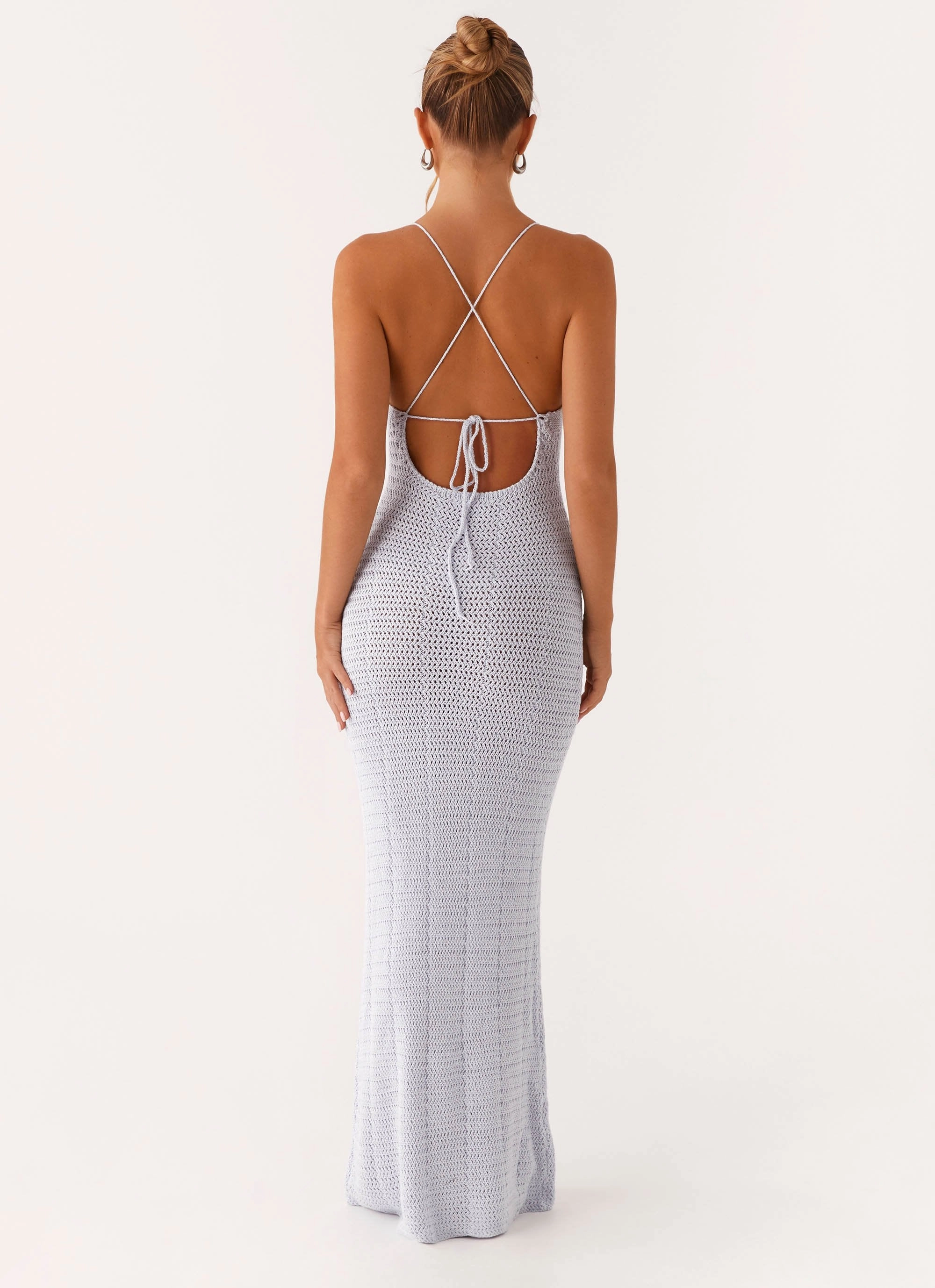 Zara Rose Crochet Maxi Dress - Blue Petal Zone