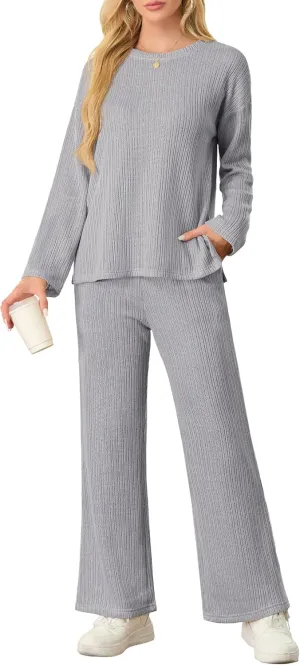 PrinStory Womens 2 Piece Lounge Set 2024 Fall Winter Sweater Sets Outfits Matching Set Loungewear