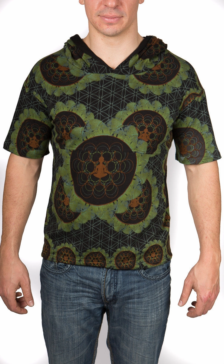 Microfiber texture Print Hood Tee Lucid