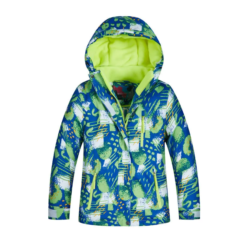 Printed Boy Skiing Snowboarding Insulated Jacket