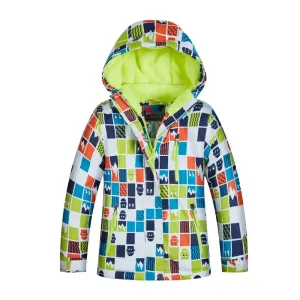 Printed Boy Skiing Snowboarding Insulated Jacket
