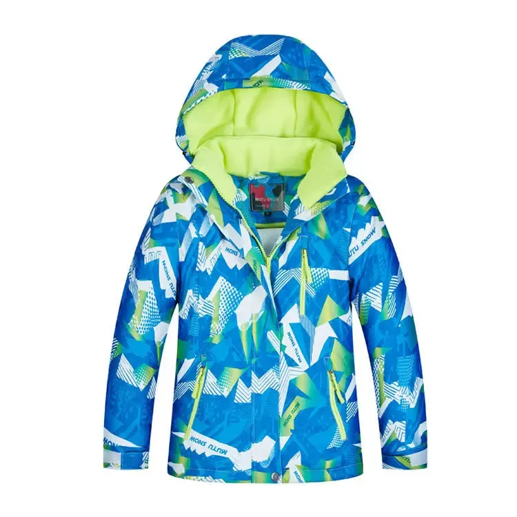 Printed Boy Skiing Snowboarding Insulated Jacket