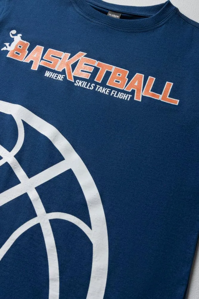 Printed T-Shirt Basketball Navy