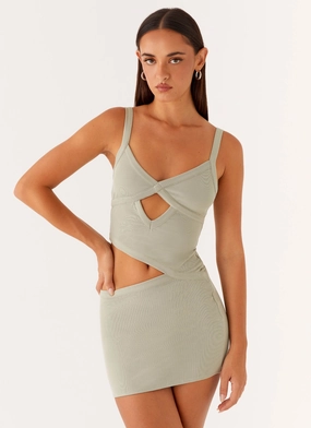Floral Swing Clean Outfit Jocelyn Mini Dress - Sage