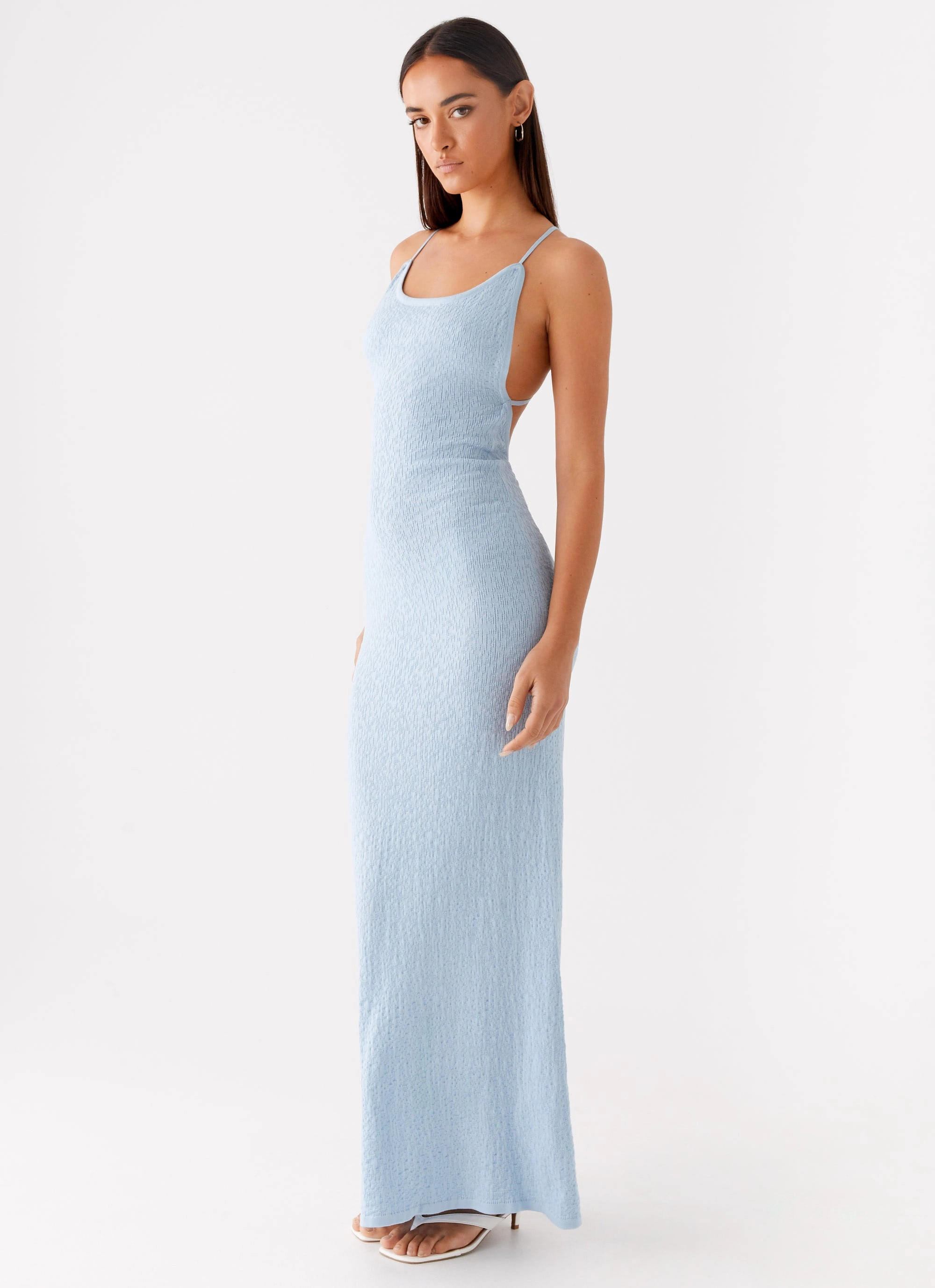 Outdoor Scene Kimono-Sleeve Lopez Maxi Dress - Blue