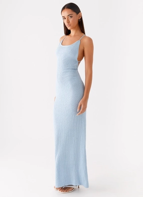 Outdoor Scene Kimono-Sleeve Lopez Maxi Dress - Blue