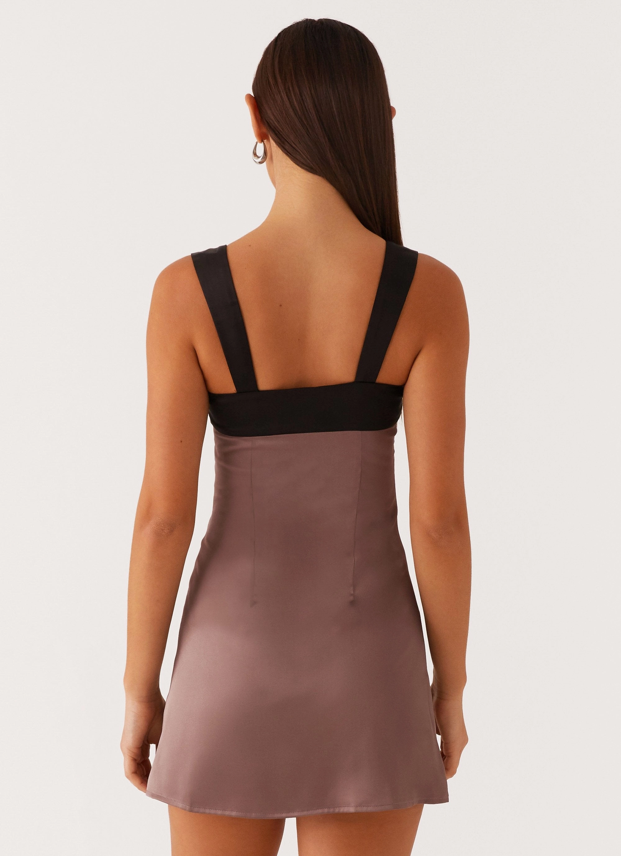 Sophisticated Fit Vibrant pattern Odette Satin Mini Dress - Steel Me Away