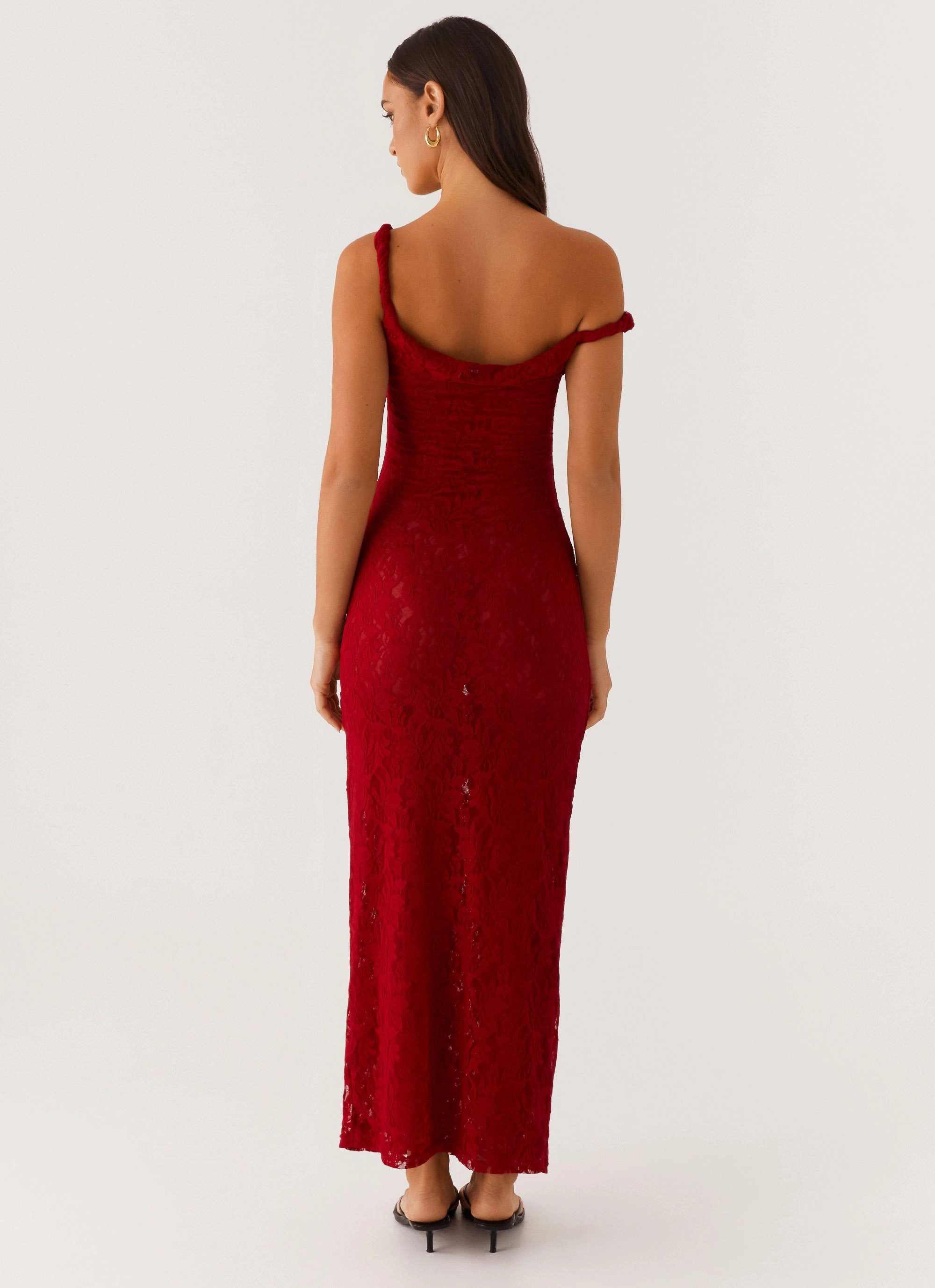 Arabella Twist Shoulder Maxi Dress - Maroon Chic Comfort