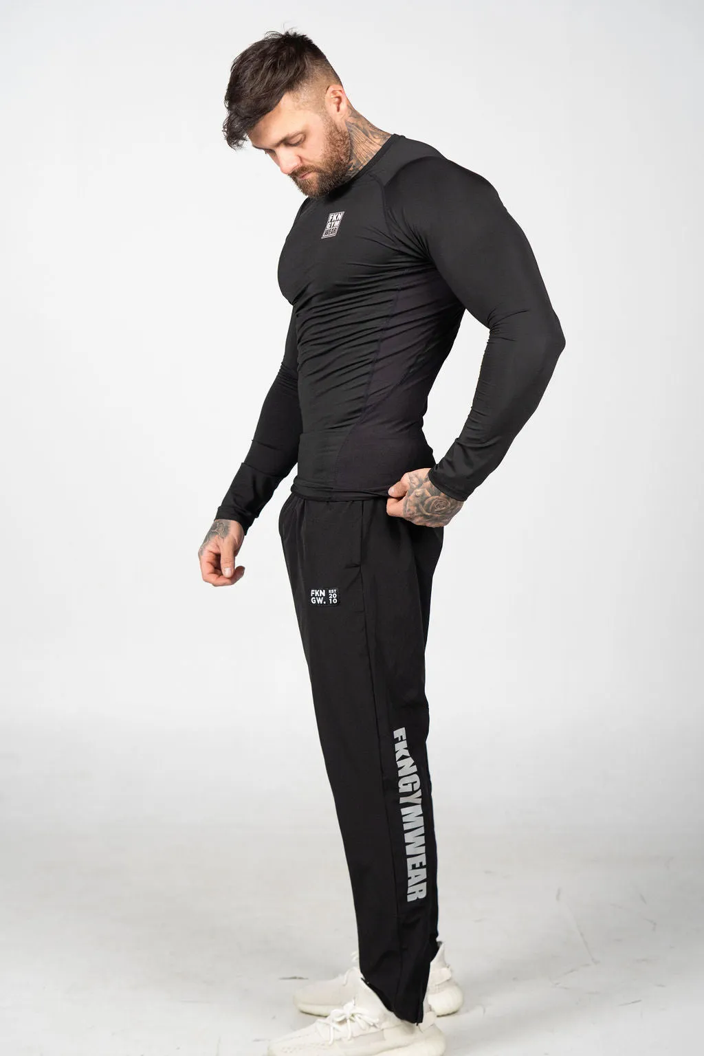 PUMPD | Men's Long Sleeve Compression Gym Top / Rashie | Black
