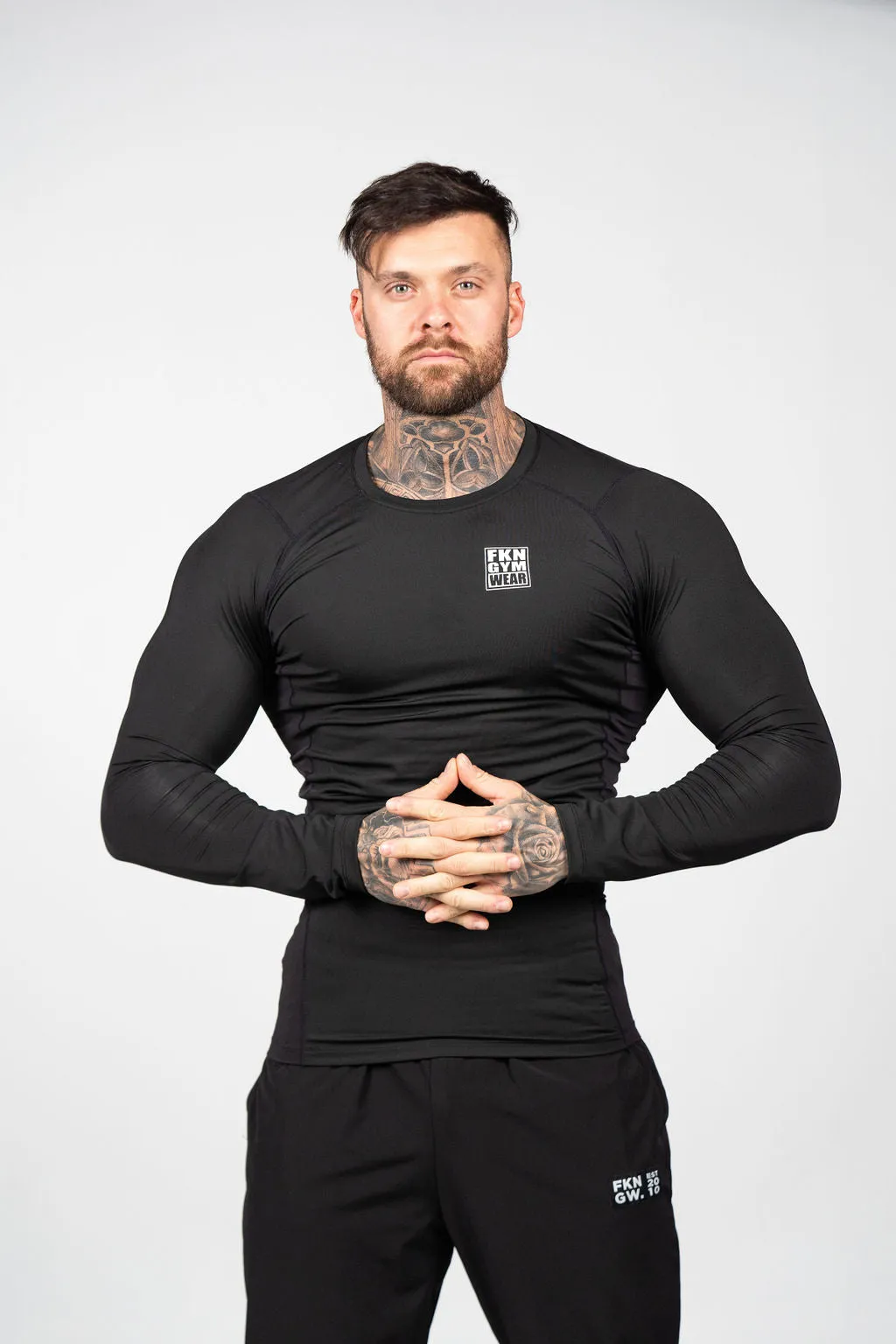 PUMPD | Men's Long Sleeve Compression Gym Top / Rashie | Black