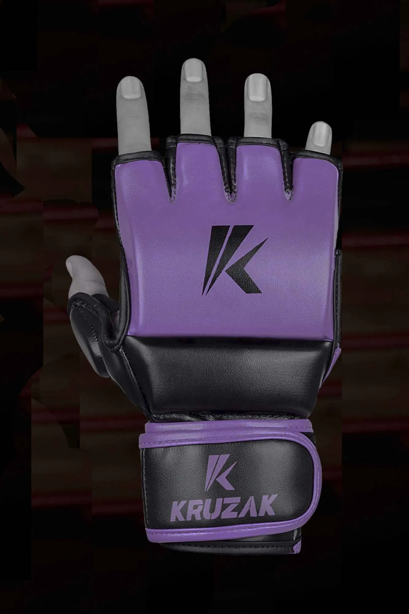 Purple MMA Half-Finger Boxing Gloves with Open Palms for Grappling