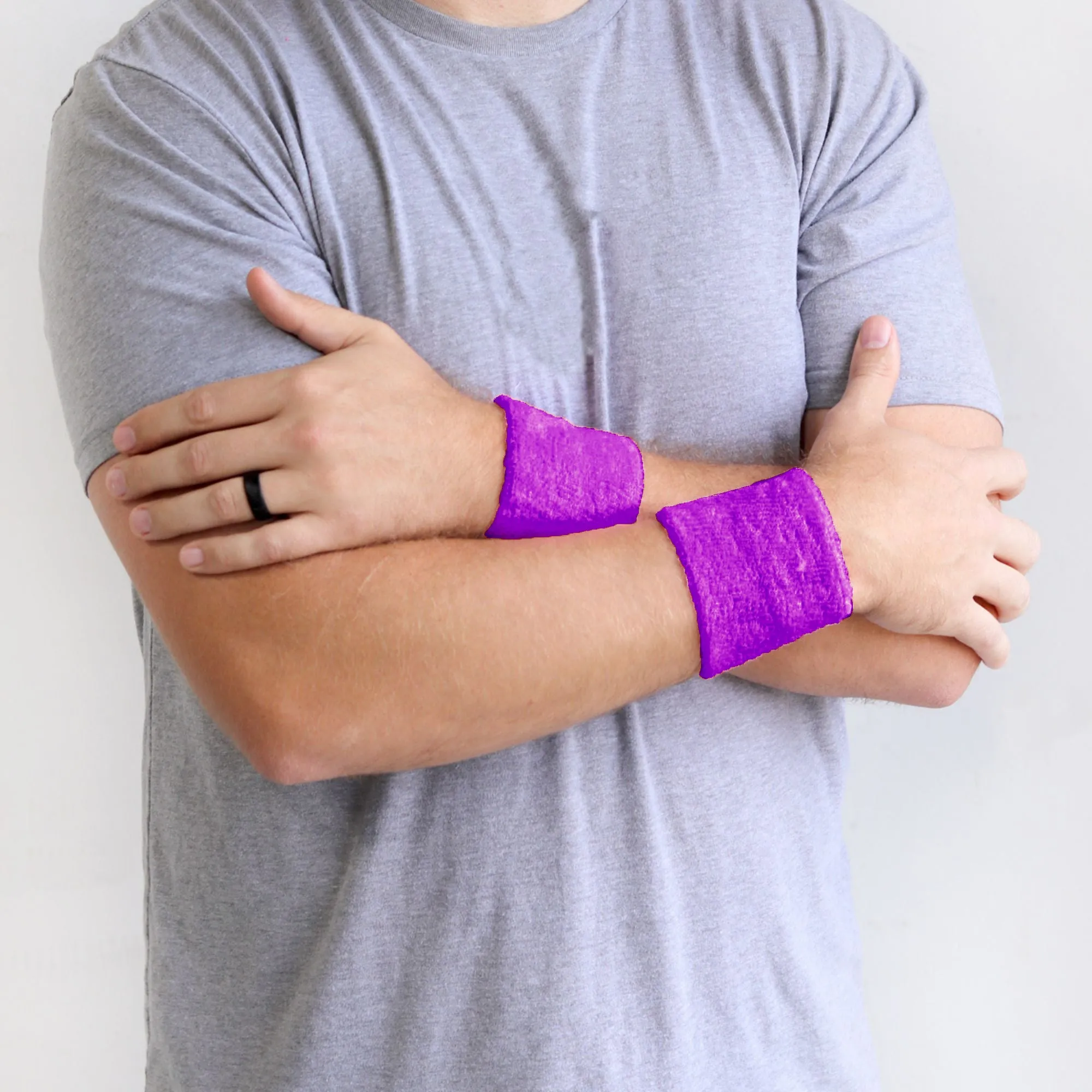 Purple Wrist Sweatbands - 6 Pack