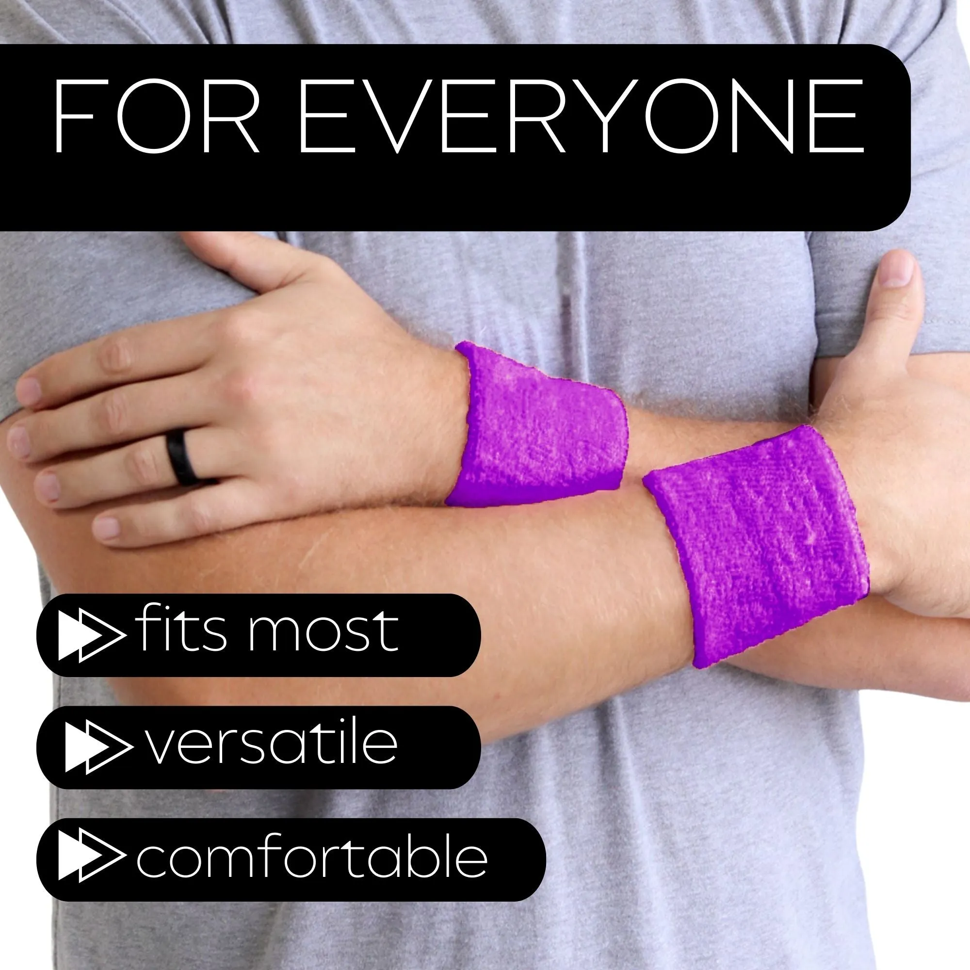 Purple Wrist Sweatbands - 6 Pack