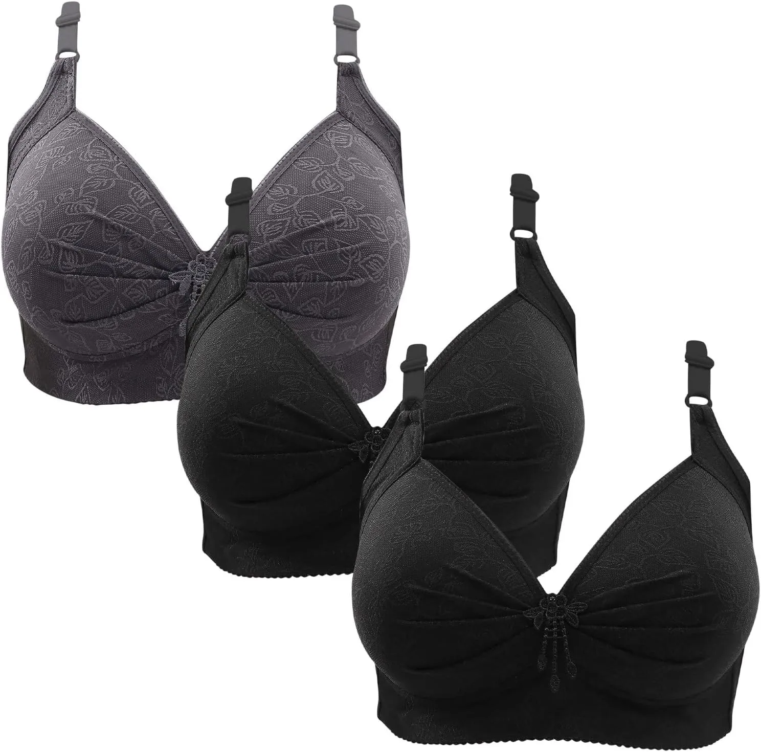 Push Up Bras for Women Full Coverage No Underwire Bralettes Plus Size Wireless Sleep Bra Comfort Underwear 3 Pack