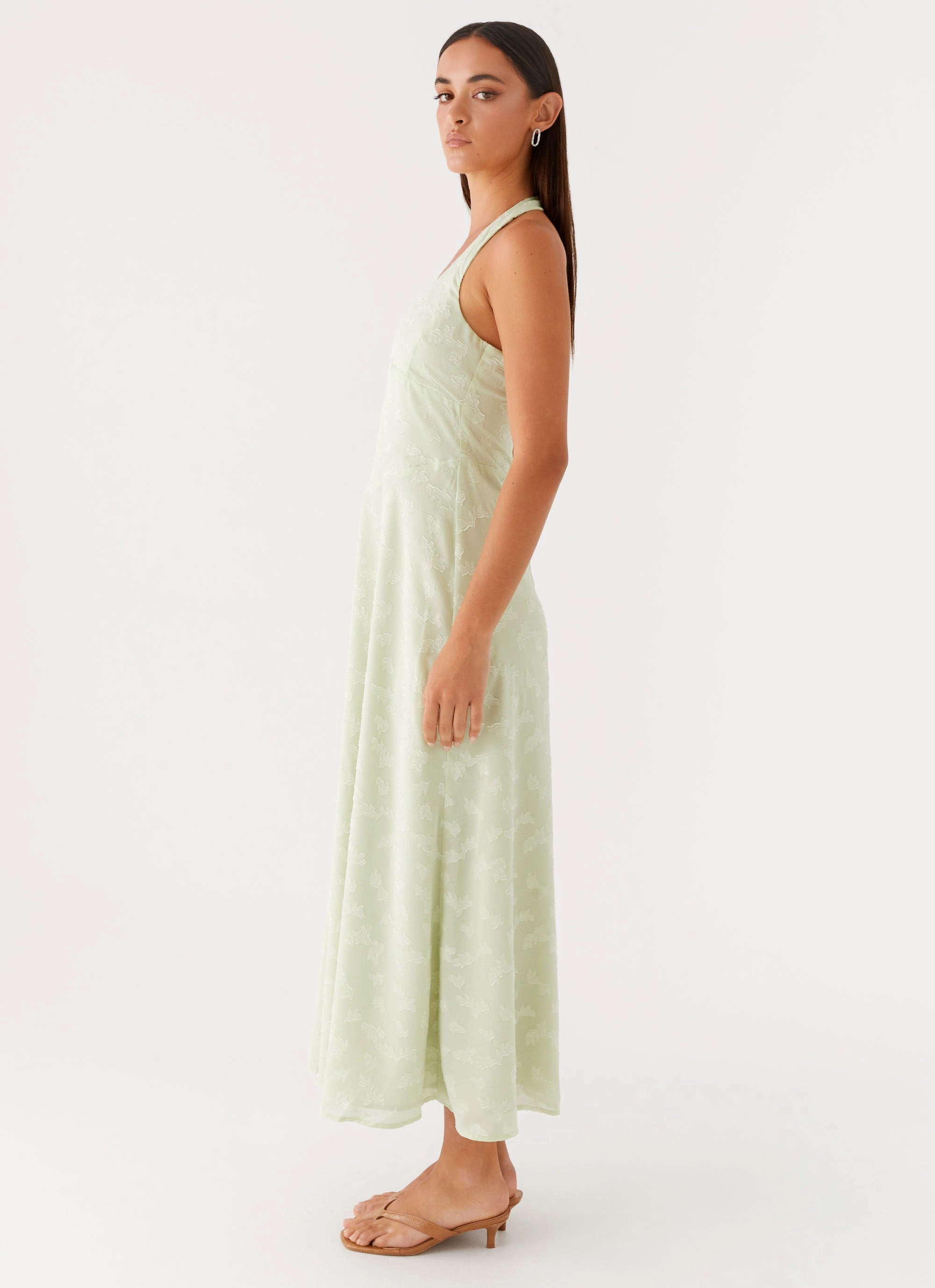 Francesca Midi Dress - Sage Happy Scent Tulle-Overlay