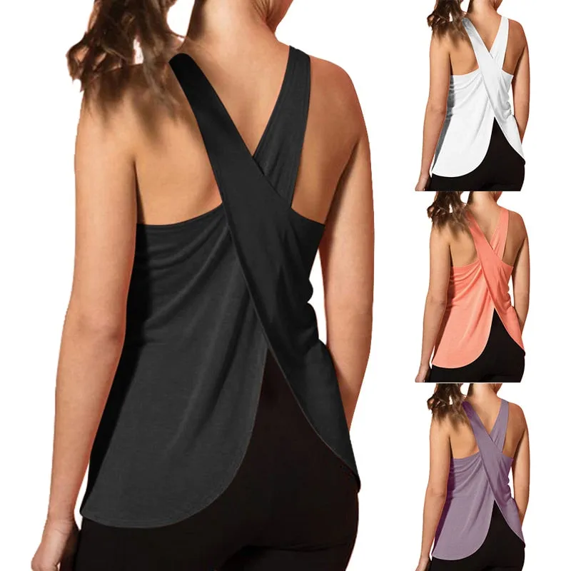 Quick Dry Cross Back Yoga Tank Tops