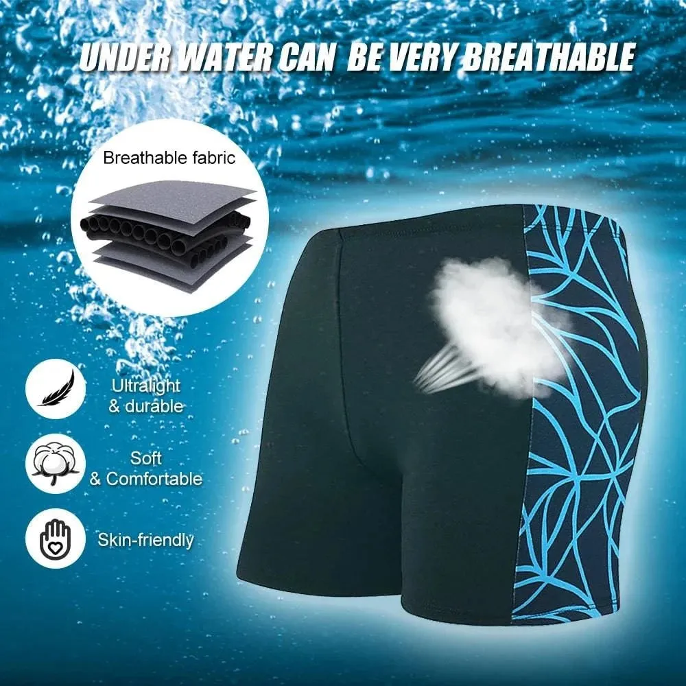 Quick Dry Men's Swimming Trunks Sport Underwear Drawstring Boxer Briefs Summer Breathable Elastic Underdrawers Swimsuit Bottom