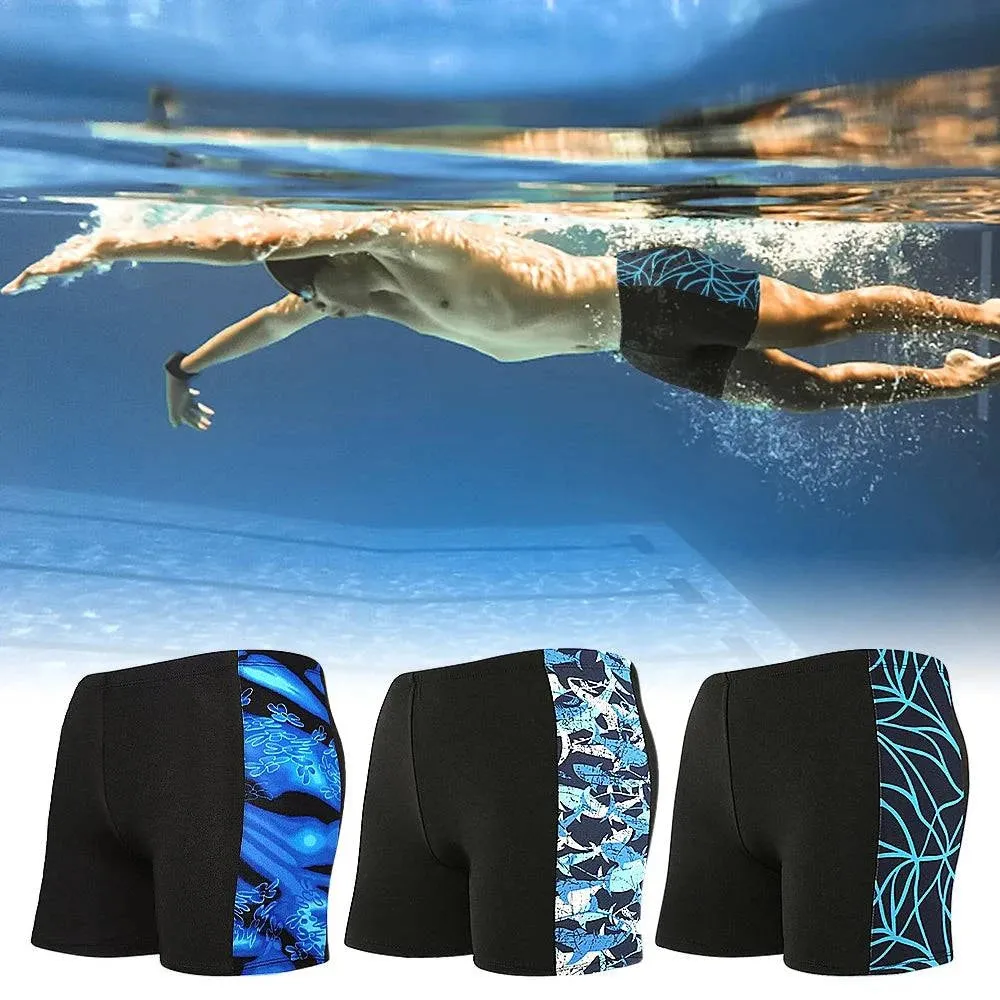 Quick Dry Men's Swimming Trunks Sport Underwear Drawstring Boxer Briefs Summer Breathable Elastic Underdrawers Swimsuit Bottom