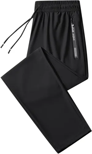 Quick Dry Sweatpants Men Big Tall 8X Ice Silk Quick Dry Tapered Leg Hiking Pants Stretch Breathable Workout Trousers