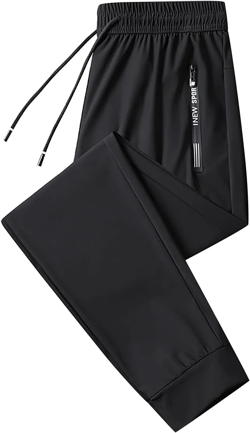 Quick Dry Sweatpants Men Big Tall 8X Ice Silk Quick Dry Tapered Leg Hiking Pants Stretch Breathable Workout Trousers