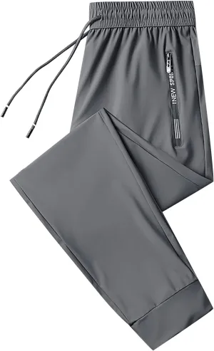 Quick Dry Sweatpants Men Big Tall 8X Ice Silk Quick Dry Tapered Leg Hiking Pants Stretch Breathable Workout Trousers