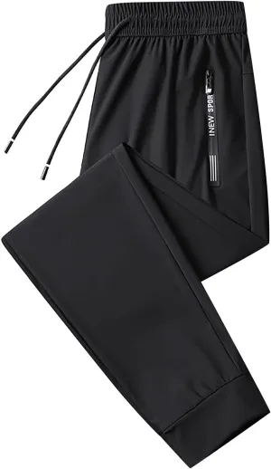Quick Dry Sweatpants Men Big Tall 8X Ice Silk Quick Dry Tapered Leg Hiking Pants Stretch Breathable Workout Trousers