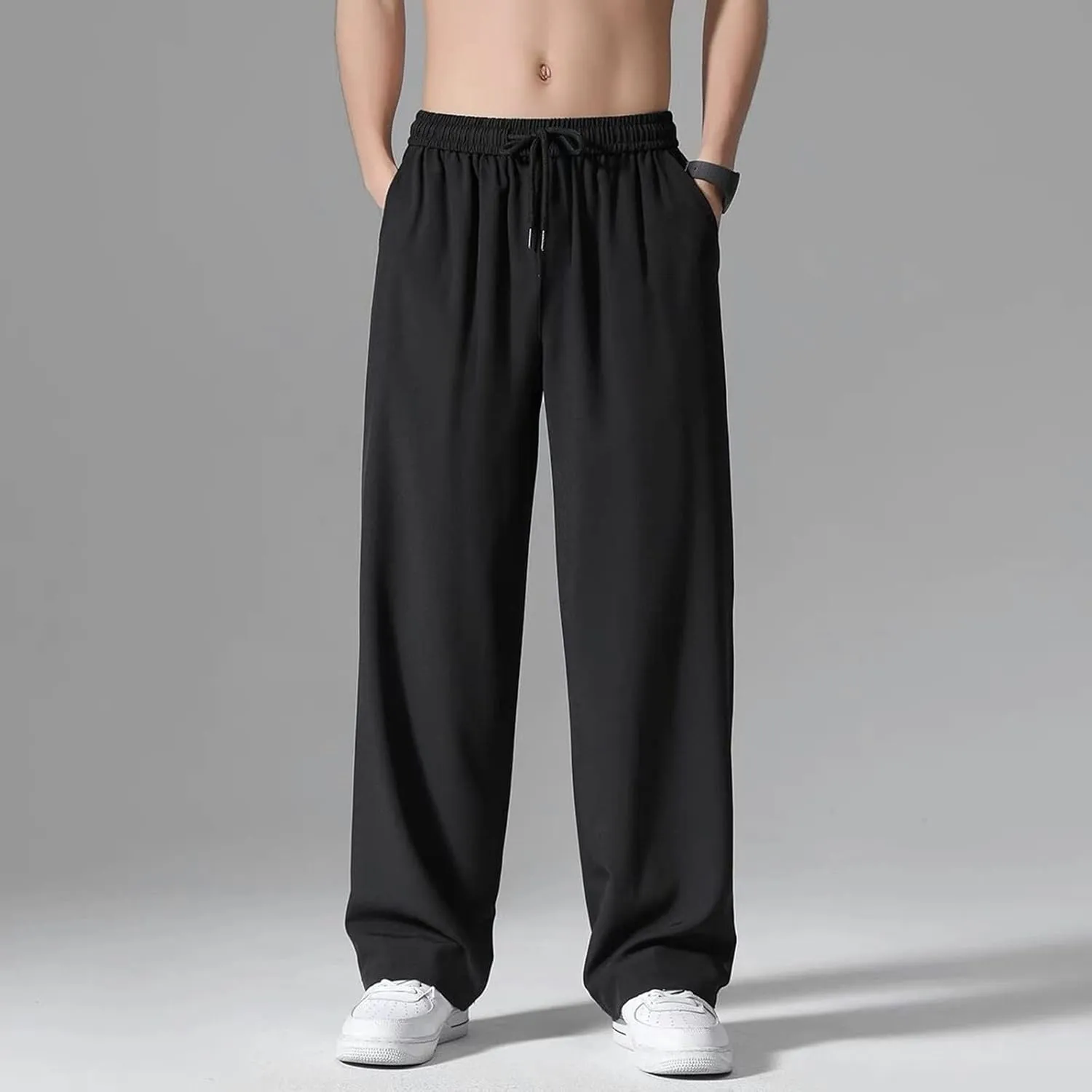Quick Dry Sweatpants Men Big Tall 8X Ice Silk Quick Dry Tapered Leg Hiking Pants Stretch Breathable Workout Trousers