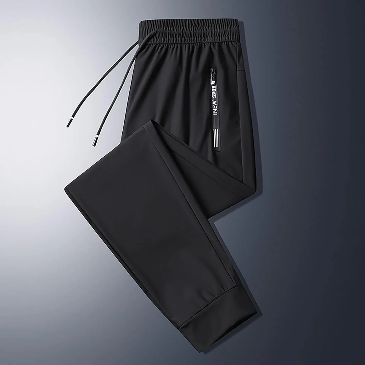 Quick Dry Sweatpants Men Big Tall 8X Ice Silk Quick Dry Tapered Leg Hiking Pants Stretch Breathable Workout Trousers