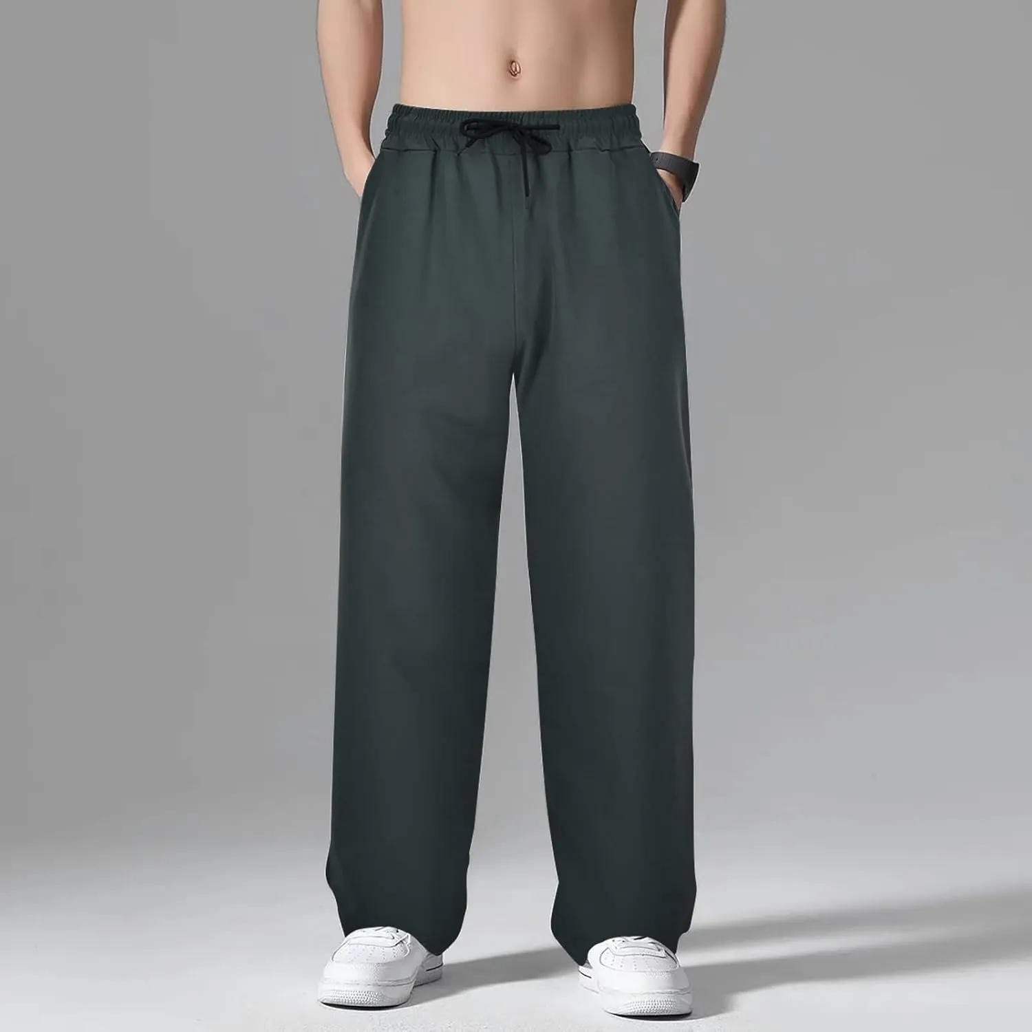 Quick Dry Sweatpants Men Big Tall 8X Ice Silk Quick Dry Tapered Leg Hiking Pants Stretch Breathable Workout Trousers