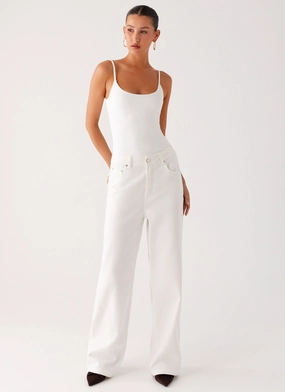Back Again Straight Leg Denim Jeans - White Street Utility
