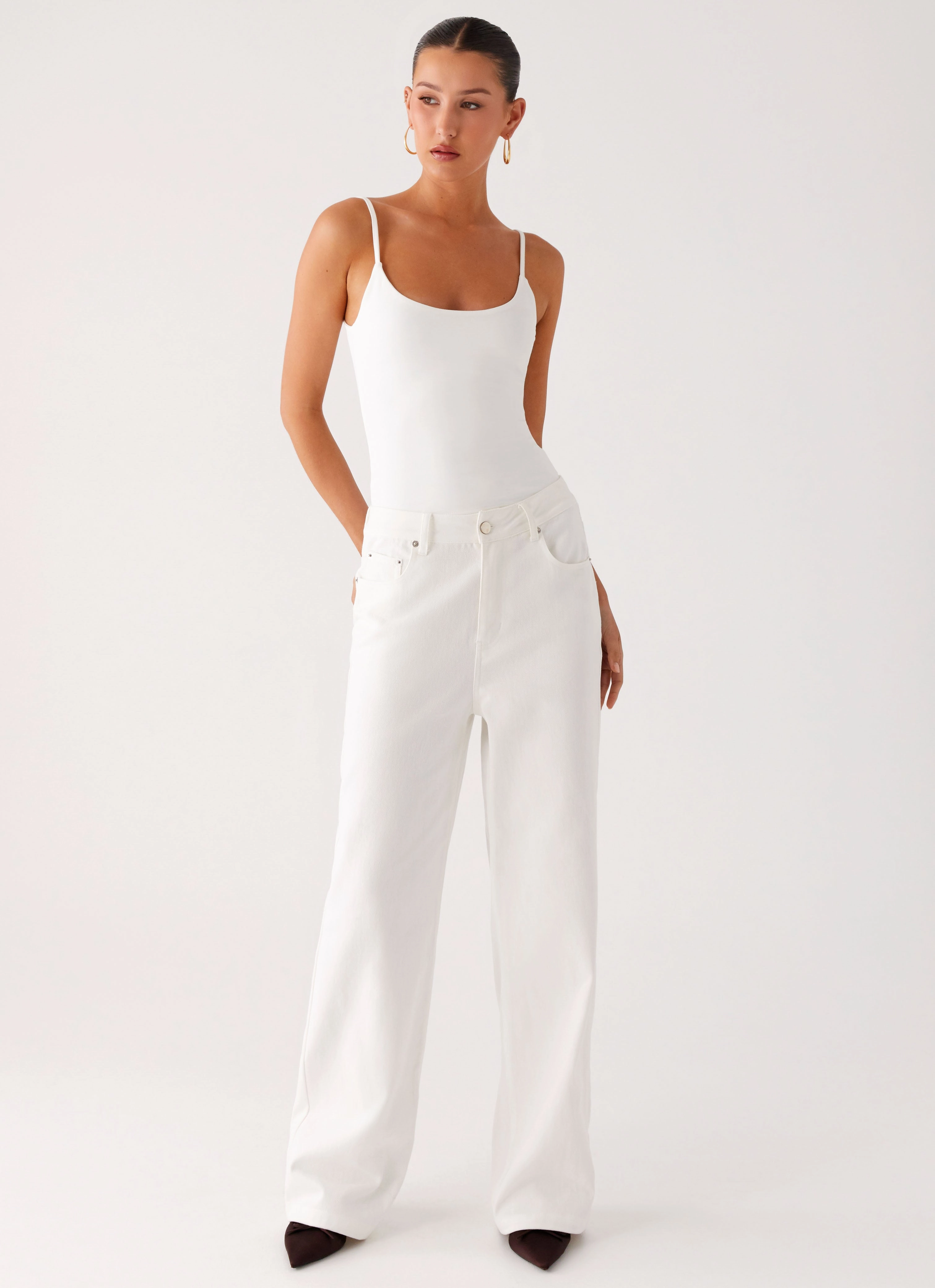 Back Again Straight Leg Denim Jeans - White Street Utility