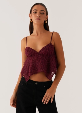 Katya Asymmetric Top - Maroon YarnBlend