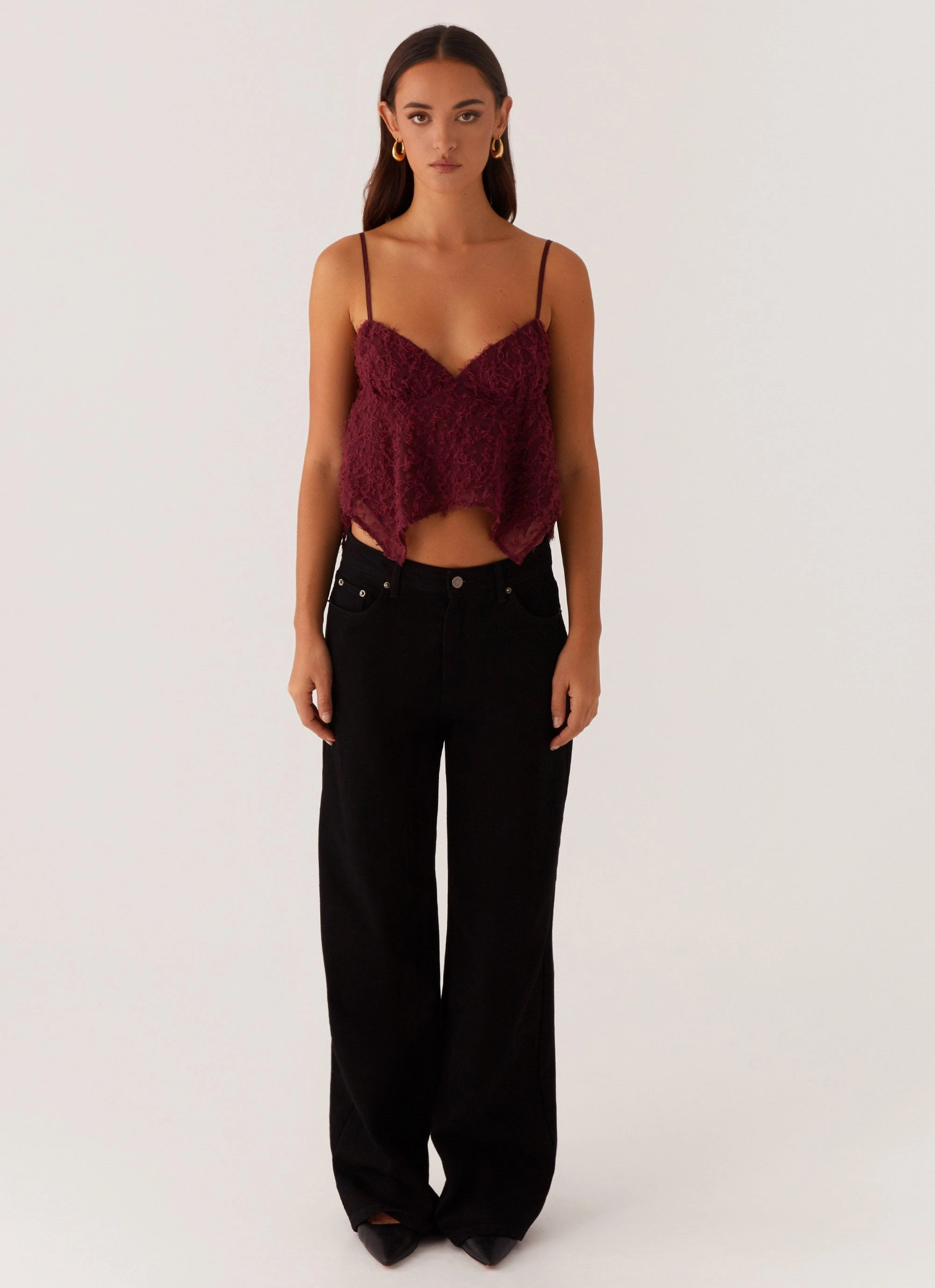 Katya Asymmetric Top - Maroon AntiBacterial Coating