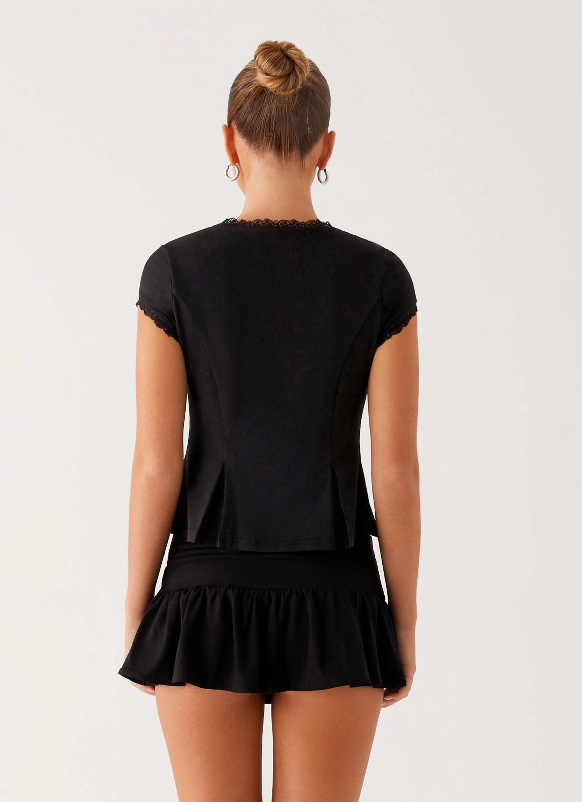 Landon Button Up Top - Black Vintage Shirt