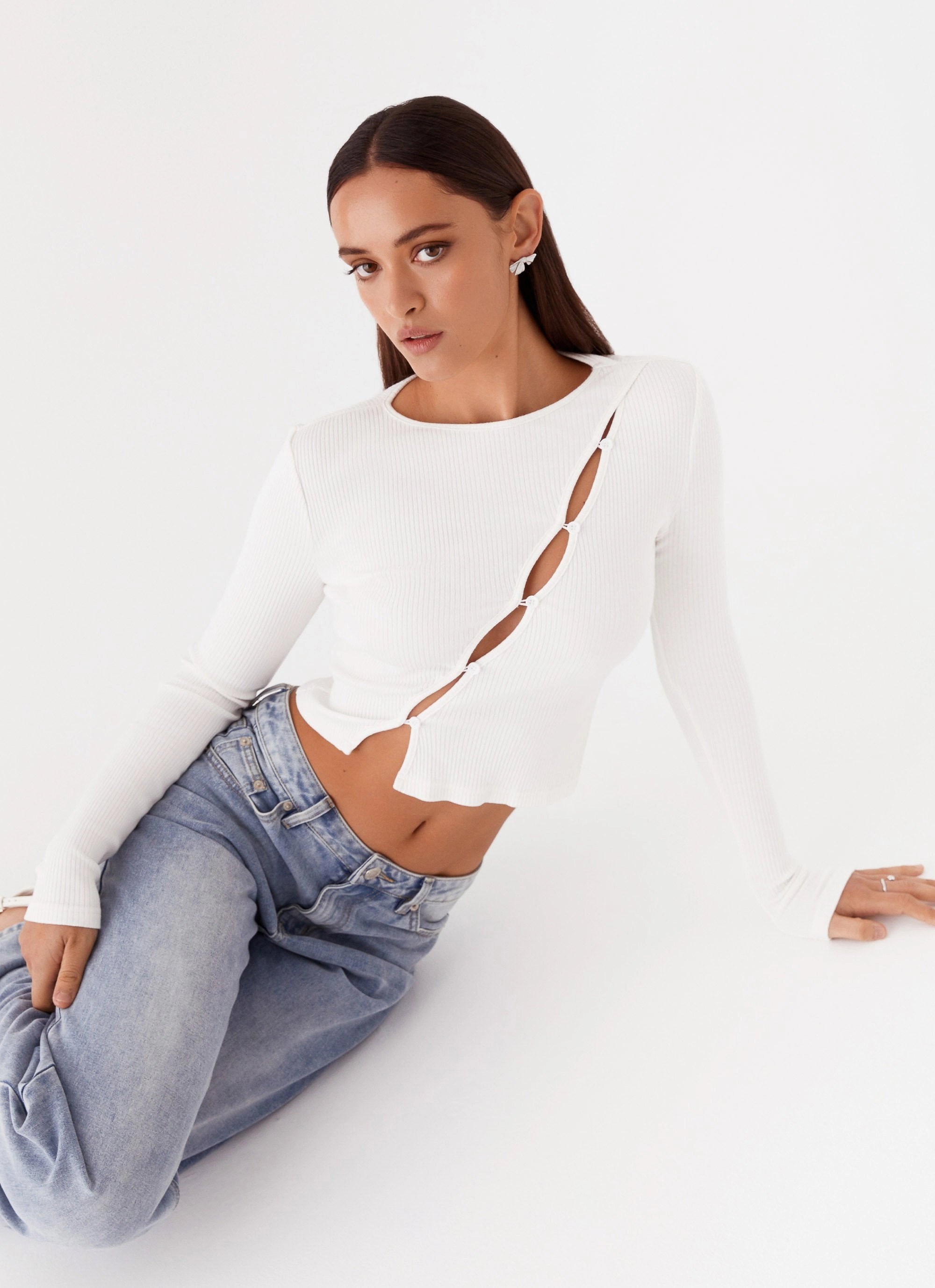 StretchFit Hot Weather Cassius Long Sleeve Top - Ivory