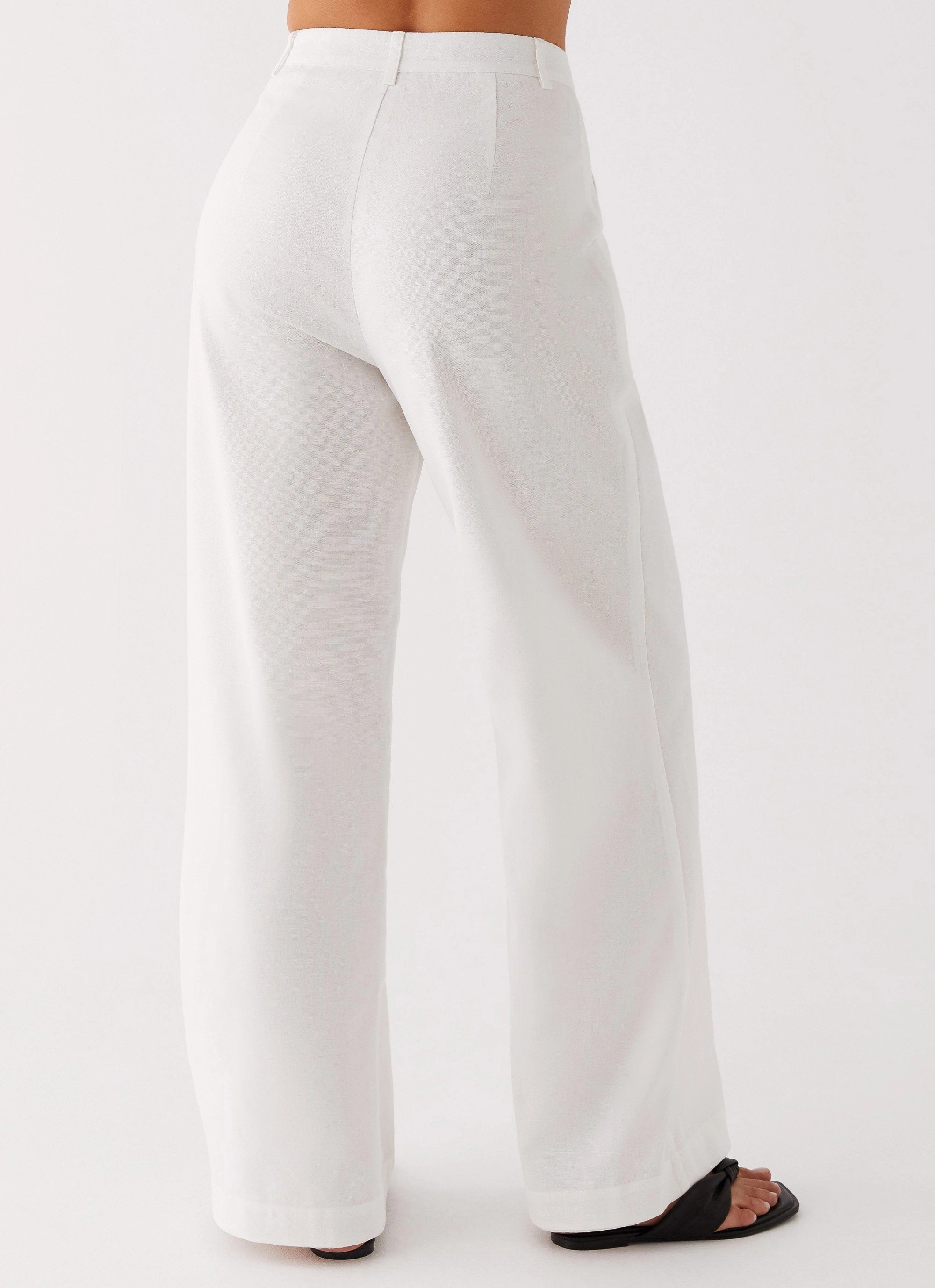 Heatwave Linen Wide Leg Pants - White Breathable wear