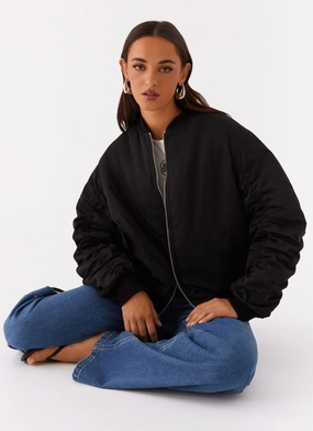 Durable Double Stitching Webster Bomber Jacket - Black