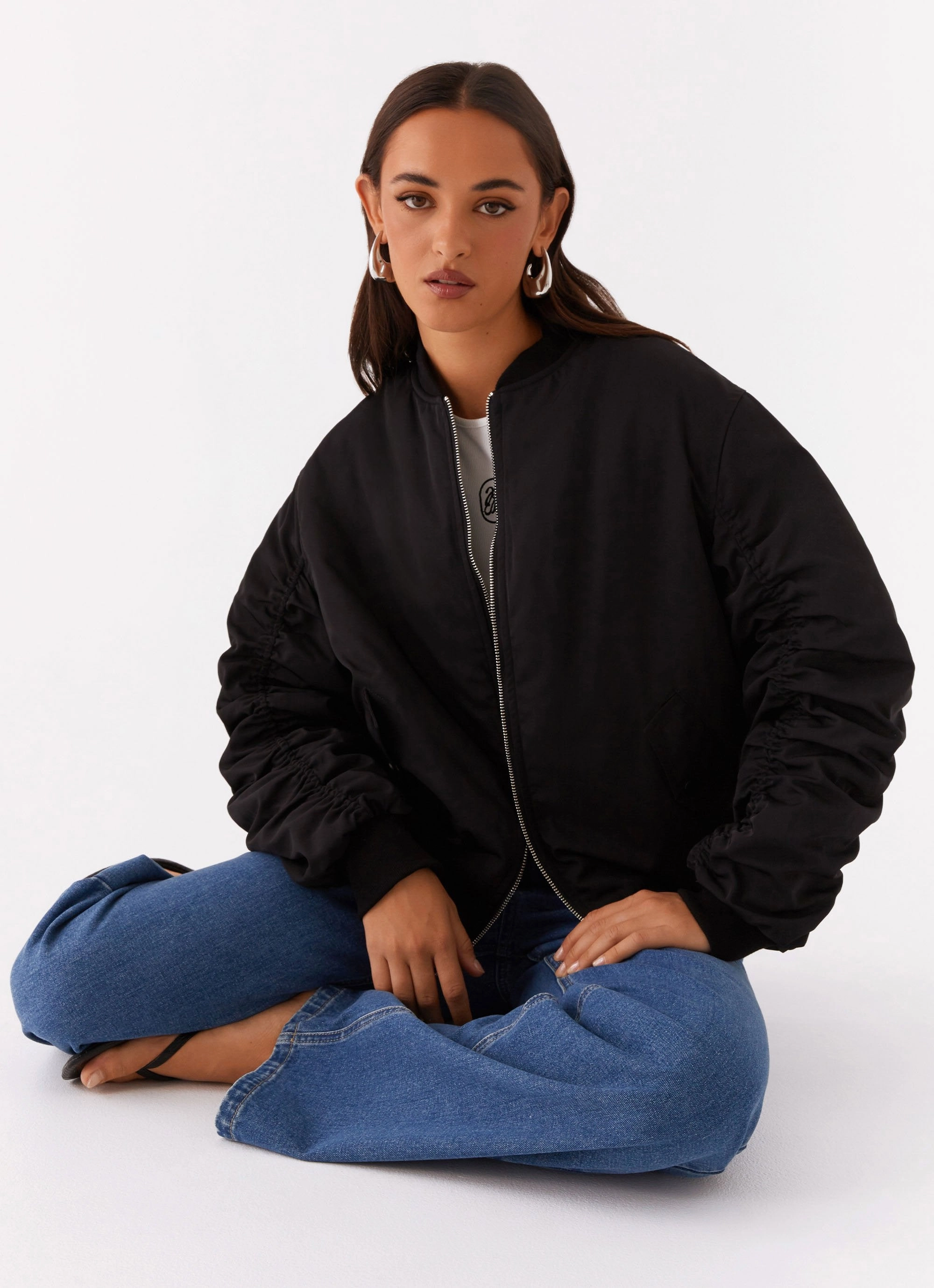 Durable Double Stitching Webster Bomber Jacket - Black