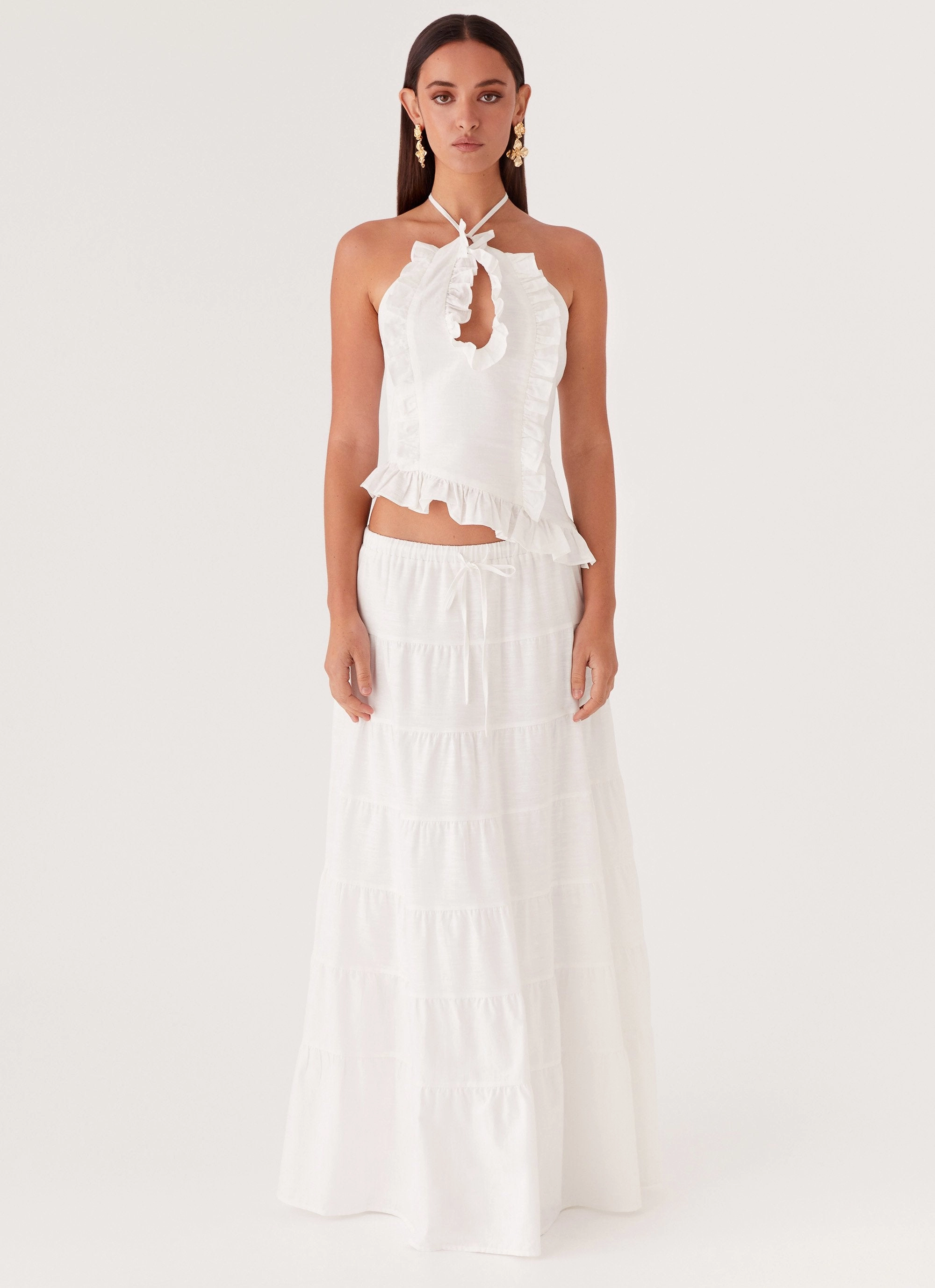 Fashion Forward Mariella Linen Maxi Skirt - White