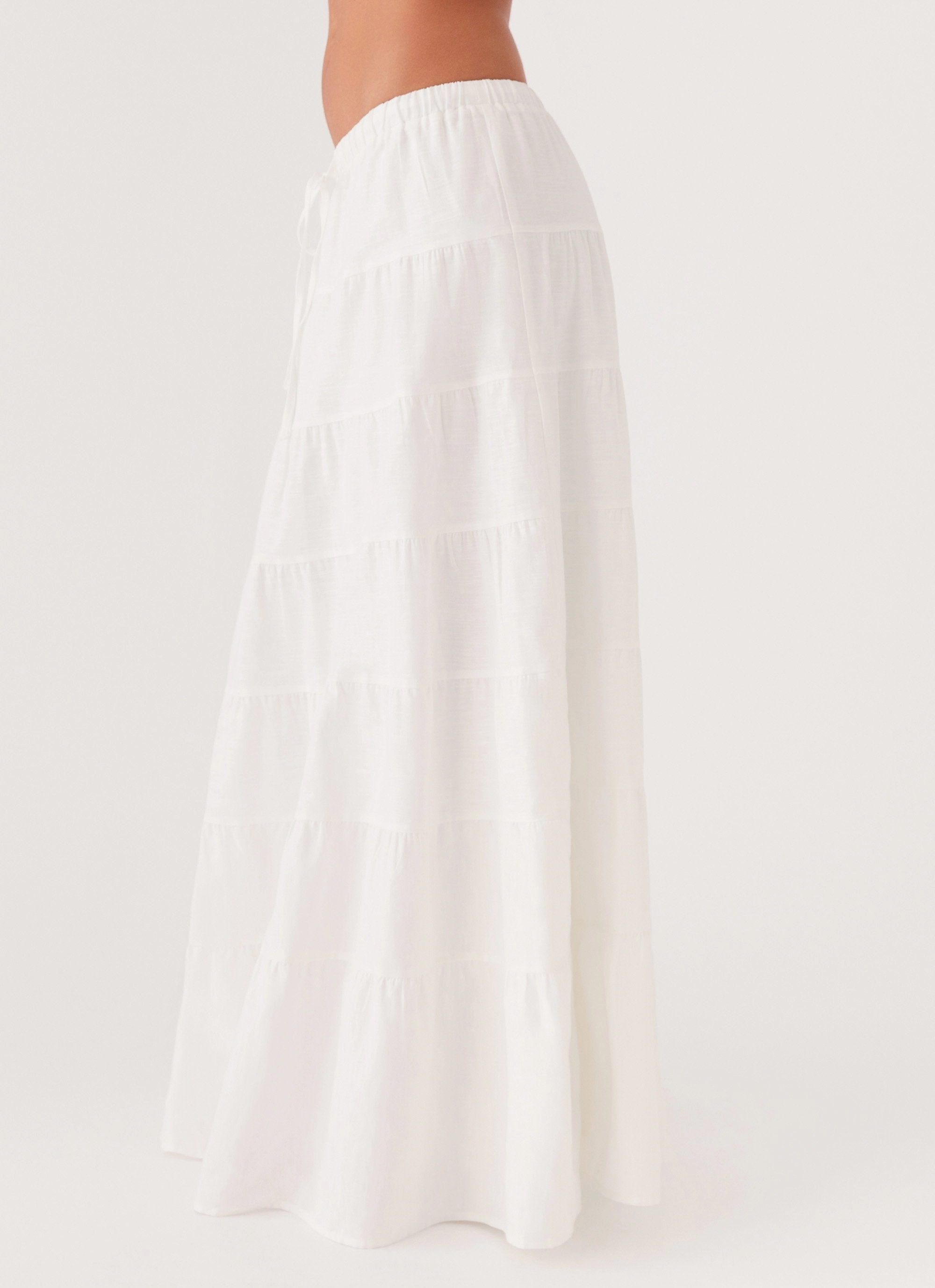 Mariella Linen Maxi Skirt - White Breathable Lining