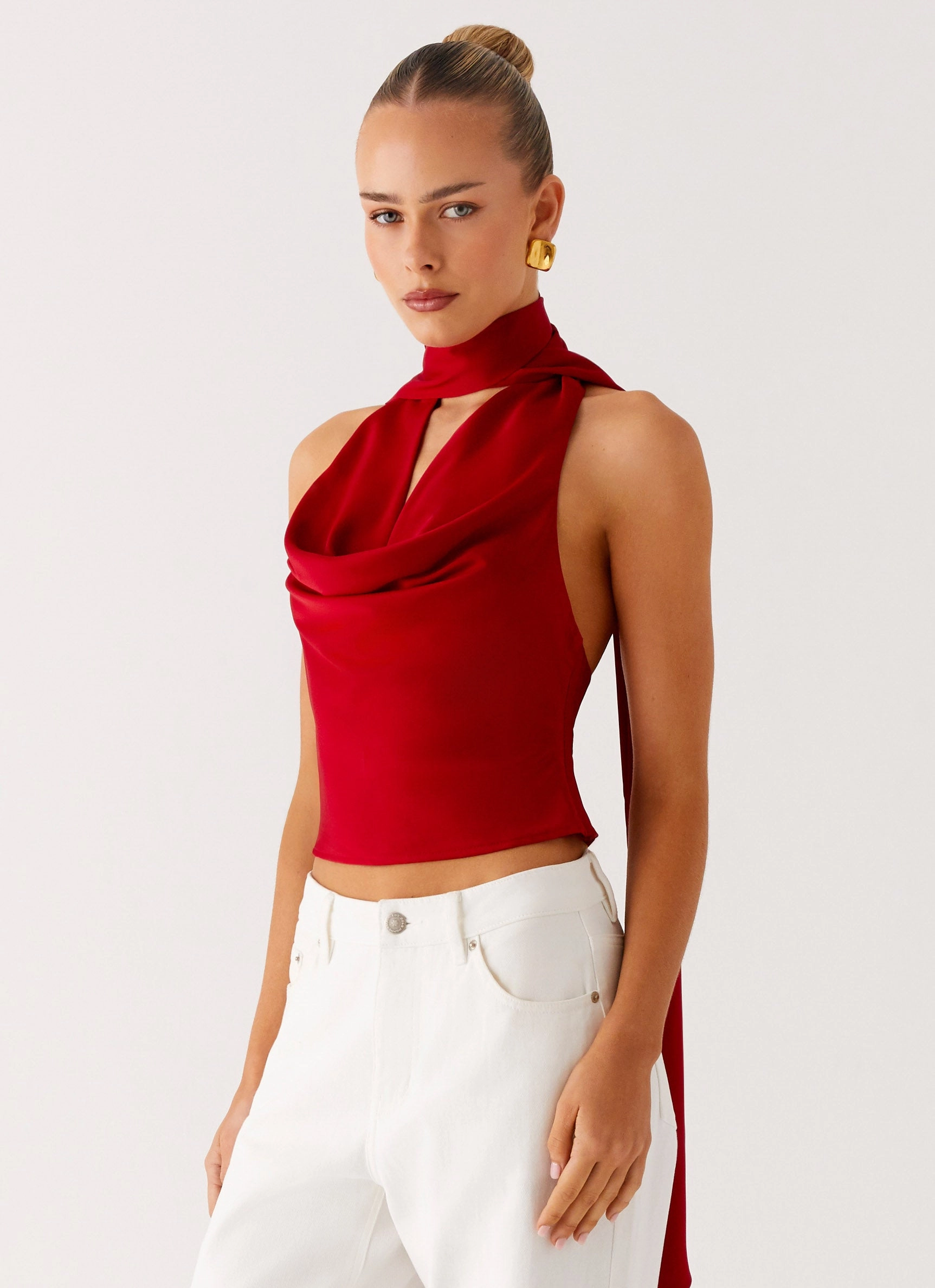 Quick Dry Tech StretchableKnit Catching Feelings Top - Red