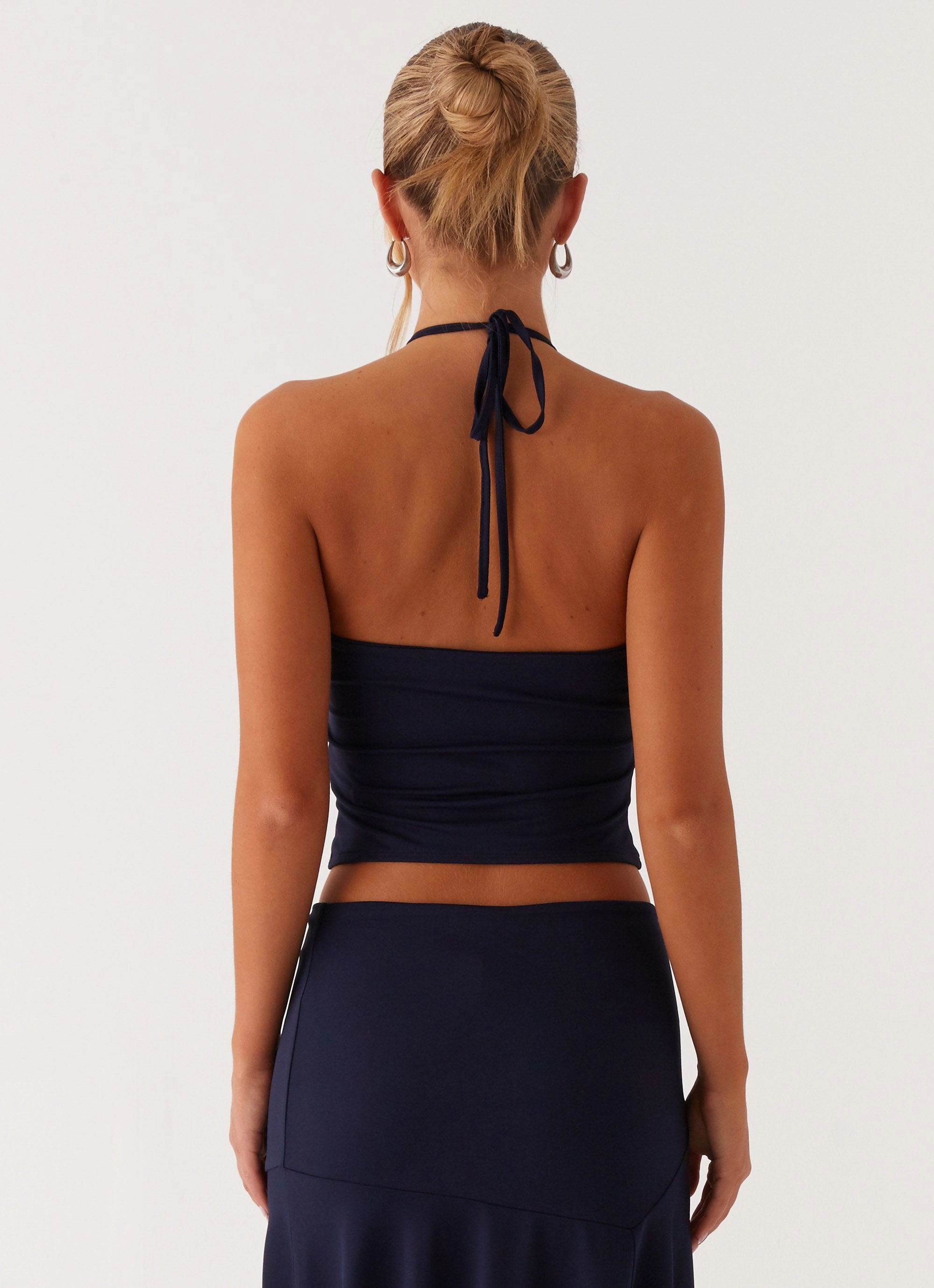 Paris Nights Halter Top - Navy FourWay Stretch