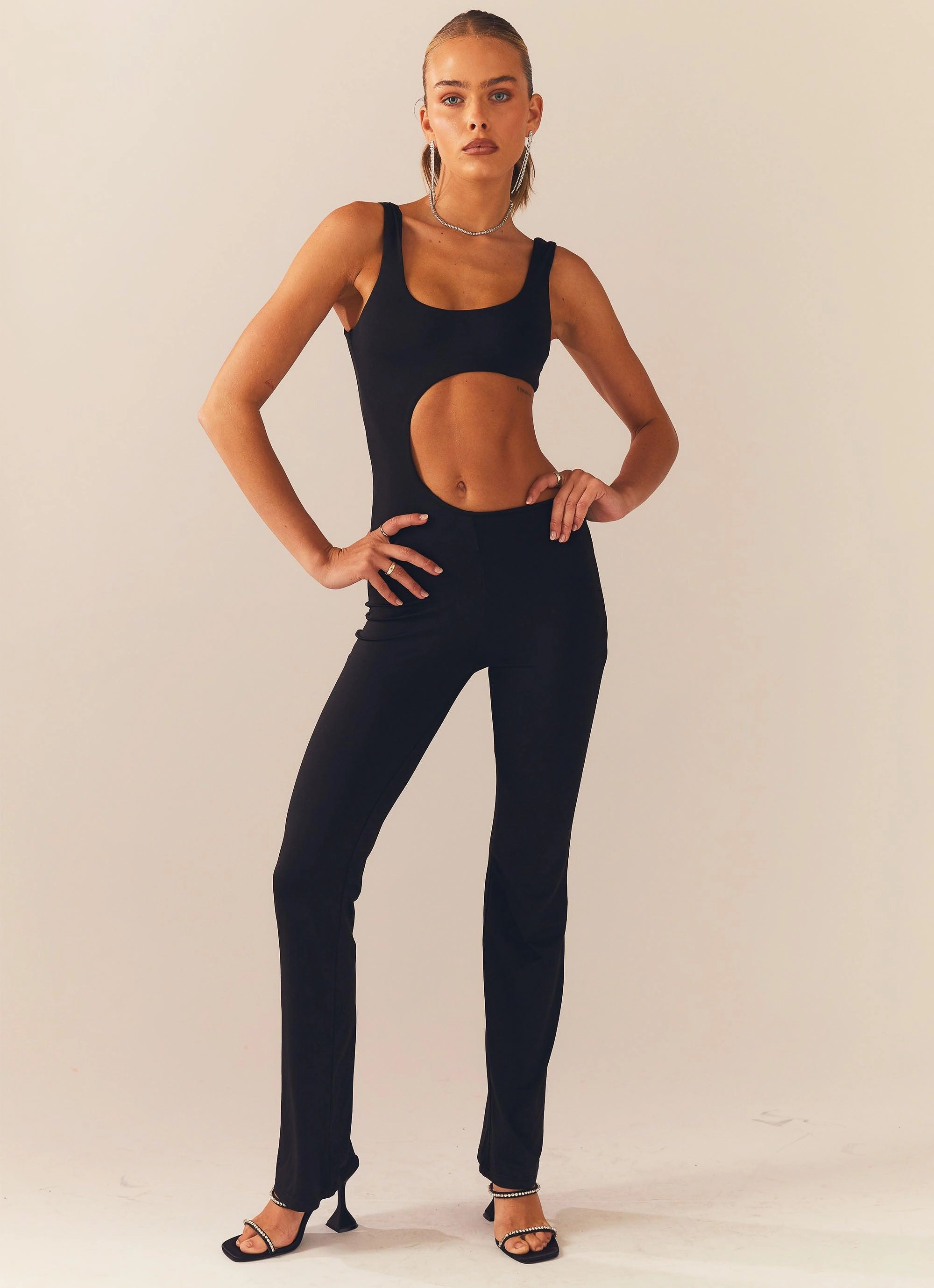 Meet At Main Stage Jumpsuit - Black Lace Fine