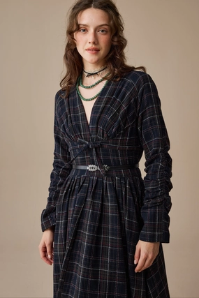 Ultra Soft Handfeel Compact TravelFriendly Design Bette 24 |Gingham 100% Wool Dress
